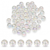 Koraliki Akrylowe Przezroczyste Okrągłe, Kolor AB, Bezbarwne, 10mm, Otwór 1.8mm, około 46szt/25g (13WB23929)