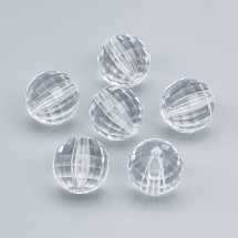 Намистини Акрилові Прозорі Гранені, Круглі, Безбарвний, 24мм, Отвір 3мм, (13WB23941)