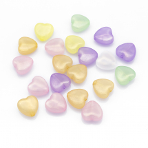 Намистини Акрил, Прозорі, намистини з блискітками, Серце, Колір: Мікс, Розмір: 14x14x7мм, Отвір 1.8мм, (13WB23944)