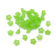 Намистини Акрил Матові, Прозорі, Квітка, Колір: Зелений, Розмір: 13х7мм, Отвір 1мм, близько 90шт / 25г, (13WB23934)