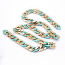 Łańcuszek Akrylowy Ręcznie Robiony 29x21x6mm Kolor: Turkusowy Długość łańcuszka: 1m (13WB23754)