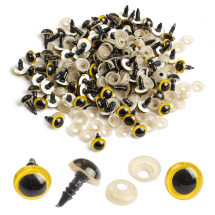 Oczy Oczka do Zabawek, Bezpieczne z Gwintom i Zaciska, Plastik, do Zabawek, Złoty, 10mm, 50par (13WB23915)