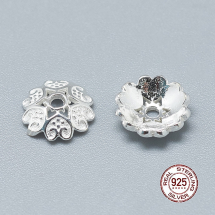 Srebro 925 Nakładki na Koraliki, Kwiatek, 6- Płatkowy, 8x2mm, Otwór: 1.2mm, 2szt (13WB24012)