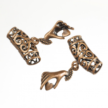 Бейл з Кулоном, Латунь, Колір: Мідь, Розмір: 36х23.5мм, Отвір 6х5.5мм, (13WB24016)