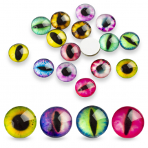 Кабошони Очі Дракона Скляні Круглі, Мікс, 12х4мм, (13WB24410)