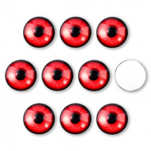 Kaboszony Szklany Oko, Okrągłe, do DIY Czerwony, 10x3.5mm, 10 szt (13WB24435)