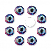 Kaboszony Szklany, Oko, Okrągłe, do DIY, Kolor: Orchidea, 10x3.5mm, 10szt (13WB24437)
