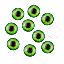 Кабошони Оченята Скляні Круглі, Зелена Трава, 10x3.5мм, (13WB24438)
