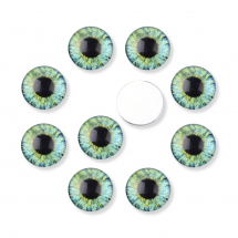 Kaboszony Szklany, Oko, Okrągłe, do DIY, Akwamaryn, 10x3.5mm, 10 szt (13WB24442)