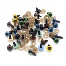 Zestaw Oczy Bezpieczne z Gwintem i Zatyczkami, Plastikowe, Mix, 10mm, 25par (13WB24486)