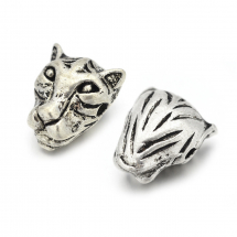 Намистини Голова Леопарда, Сплав, Колір: Античне Срібло, Розмір: 12x14x8.5мм, Отвір 2 мм, (13WB24563)