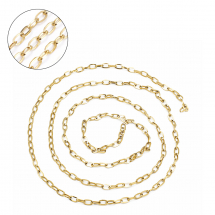 Łańcuch Kotwiczny, Stal Nierdzewna Nielutowana, Pozłacane 18K, Powłoka Jonowa, Złoto, 7x4x0.8mm, 1m (13WB24566)