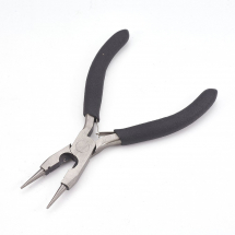 Szczypce Okrągłe 2w1 ze Obcęgami, Polerowane Stal Węglowa do Rękodzieła, Czarne, 12.5x7.7x0.9cm, 1szt (13WB24633)