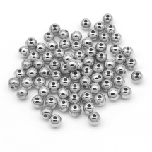 Намистини Пластикові ABS Круглі, Срібне Покриття, 4мм, Отвір 1.4мм, близько 750шт/25г, (13WB24834)