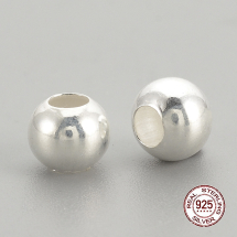 Srebro 925 Koraliki Okrągłe, 6x5.5mm, Otwór 2mm, 2szt (13WB24827)