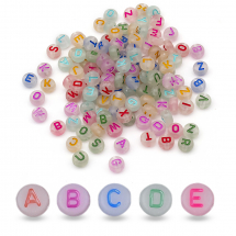 Koraliki Akrylowe Fluorescencyjne Litery, Dysk, Świecące, Mix, 7x3.5-4mm, 170szt / 25g (13WB24878)