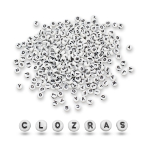Koraliki Akrylowe Litery, Płaskie Okrągłe, Białe, 7x3mm, Otwór 1.5mm, około 350szt/50g, (13WB24883)