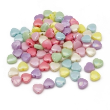 Koralki Akrylowe Serce, Tęczowe Pokrycie, Mix, 11x12x5mm, Otwór: 1,8mm, około 138szt/50g (13WB24892)