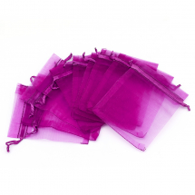 Woreczek Podarunkowy, do Rękodzieła i Biżuterii, Organza, Przezroczysty, Fuksja, 10x8cm, 10szt (13WB24914)