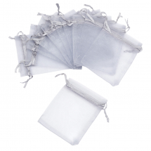Woreczek Podarunkowy, Organza, Przezroczysty, Szary, 10x8cm, 10szt (13WB24915)