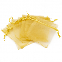 Woreczek Podarunkowy Organza, do Rękodzieła i Biżuterii, Przezroczysty, Złoty, 10x8cm, 10szt (13WB24916)