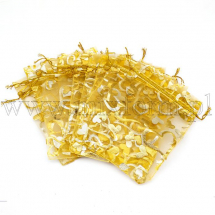 Woreczek Podarunkowy z Organzy Przezroczysty Złoty 14x10cm 10szt (13WB24936)