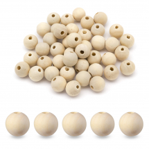 Koraliki Drewniane, Okrągłe, Beżowy, 16x14-15mm, 50szt (13WB24946)