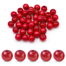 Koraliki Drewniane Okrągłe, Czerwone, 20x18mm, Otwór 4.5mm, około 40szt/100g, (13WB24987)