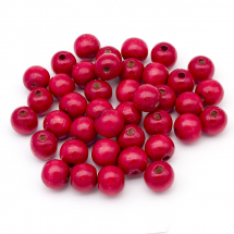 Koraliki Drewniane Barwione, Okrągłe, Czerwony, 16x15mm, Otwór 4mm, 80/100g (13WB24990)