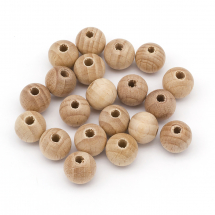 Korale Drewniane z Naturalnego Buku, Okrągłe, Surowe, Nielakierowane, 13.5-14mm, 20 szt (13WB25004)