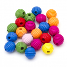Koraliki Drewniane, Barwione, Okrągłe, Ul, Mix, 20x18.5mm, 20szt/50g (13WB25036)