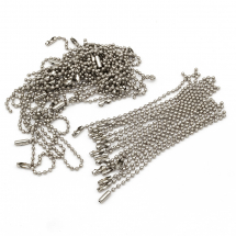 Łańcuszki Kulkowe z Zapięciem do Metek i Ceników, Platynowy, 100x2.5 mm, 50szt (13WB25088)