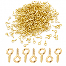 Тримачі Залізні Гвинтові Штифти з Петлею для Намистин з Напівотвіром, Золото, 10х5х1,2мм, Отвір 2,8мм, близько 320шт/50г, (13WB25198)