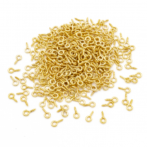 Haczyki Wkręty z Pętlą, Żelazne, do Koralików z Półotworem, Złoty, 8x4x1mm, około 320szt/25g (13WB25207)