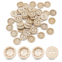 Guziki Drewniane, "Handmade", do Rękodzieła i Biżuterii, Okrągły, Beżowy, 20x3-3.5mm, 50szt (13WB25203)