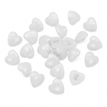 Guziki z Oczkiem Akrylowe Serce 18x18x4mm Kolor: Biały 25szt (13WB25227)