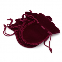 Woreczek do Rękodzieła i Biżuterii, Welurowy, Bordowy, 90x70mm, 4szt (13WB25244)