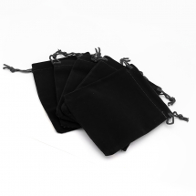 Woreczek Podarunkowy, Welurowy z Wiązaniami, Czarny, 12x10cm, 5szt (13WB25258)