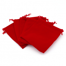 Woreczek Podarunkowy, do Rękodzieła i Biżuterii, Welurowy z Wiązaniami, Czerwony, 12x10cm, 5szt (13WB25265)