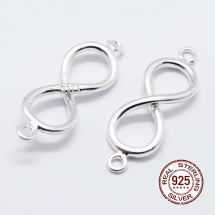 Srebro 925 Łącznik Nieskończoność, 18.5x6x2mm, Otwór: 1mm, 1szt (13WB25292)