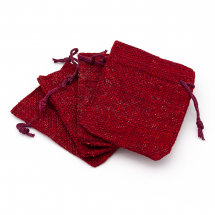 Подарунковий Мішечок з Рогожки, з куліскою, Колір: Темно-Червоний, Розмір: 9х7см, (13WB25290)