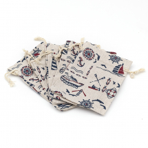 Пакувальний Мішечок, Полікоттон, з Куліською, з Принтом, Колір: Різнокольоровий, Розмір: 13.1-14.5x9.5-10см, (13WB25309)