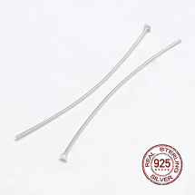 Srebro 925 Szpilki Gwoździe, Płaska Czapka, 50x0.2mm, pin: 0.5mm, 2szt (13WB25367)