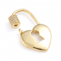 Zapięcie Karabinek Mosiądz i Cyrkonia Powłoka Złoto 18K 28x16.5x2mm 1szt/opakowanie (13WB25350)