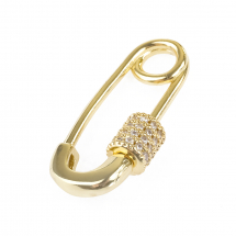 Zapięcie Karabinek Mosiądz i Cyrkonia Powłoka Złoto 18K 24x11x5mm 1szt/opakowanie (13WB25351)