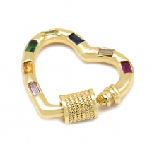 Zapięcie Karabinek Mosiądz i Cyrkonia Powłoka Złoto 18K 18,5x21x3mm 1szt/opakowanie (13WB25353)