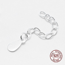 Srebro 925, Łańcuszek Przedłużający z Zawieszką Kropla, Końcówki, 40mm, Wisiorek 8x4x0.3mm, 1szt (13WB25393)