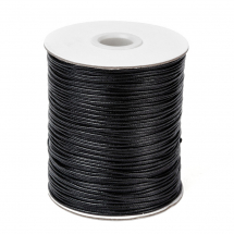 Sznurek Koreański, Woskowany Poliester, Czarny, 1.2mm, 165m/szpula (13WB25400)