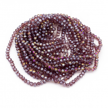 Намистини Гальваніка Скло АВ-Колір, Грані, Рондель, Колір: Бузковий, 6х5, Отвір 1мм, близько 90-92шт/40-42см/нитка, (13WB25433)