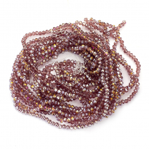 Намистини Гальваніка Скло АВ-Колір, Грані, Рондель, Колір: Бузковий, Розмір: 4х3мм, Отвір: 0.4мм, близько 116шт/40см/нитка, (13WB25434)